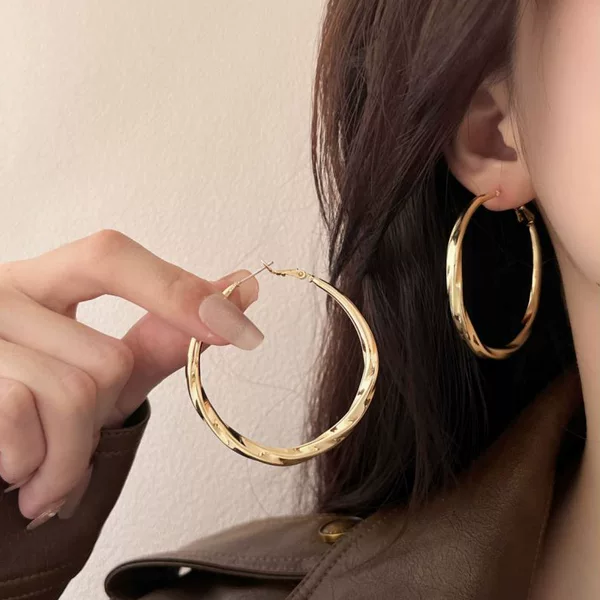 Big Ear ring earrings for women 2023 new popular niche design high-grade temperament simple circle plain ring earrings