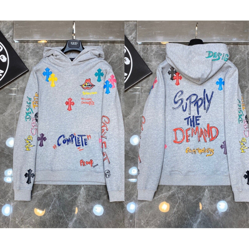 Chrome Heart Hoodie 克罗伈十字架连帽卫衣跨境宽松男女拉链帽衫|undefined