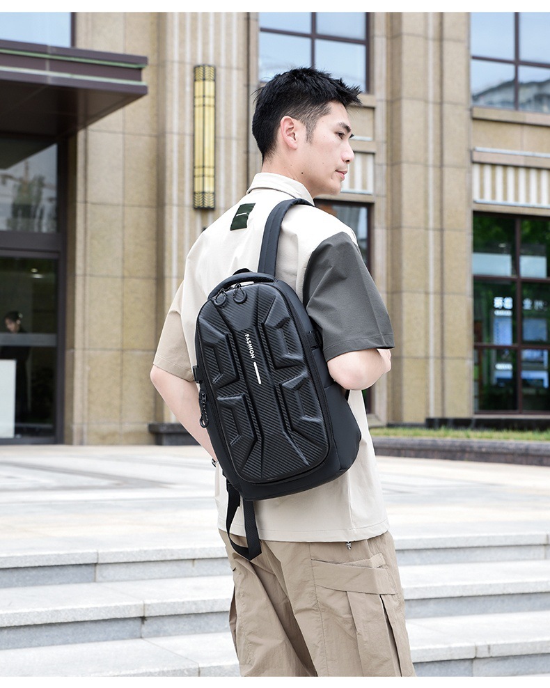 Amazon hardshell motorcycle-style backpack, men's water-resistant business computer bag, student travel large-capacity backpack undefined