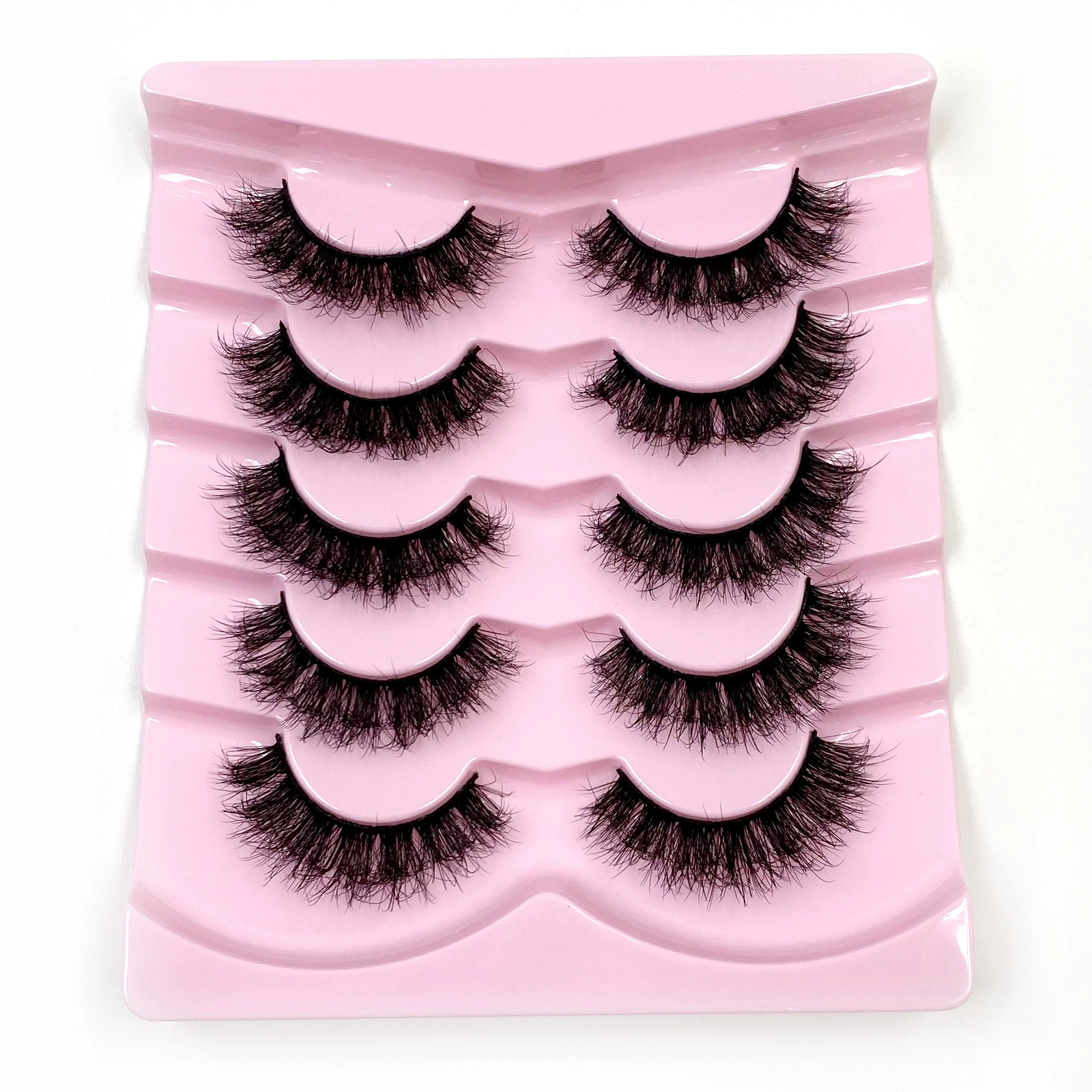 False eyelashes (Shein/Temu/Amazon) D21–D30, thick fluffy messy‑fur styles, multi‑pair trays