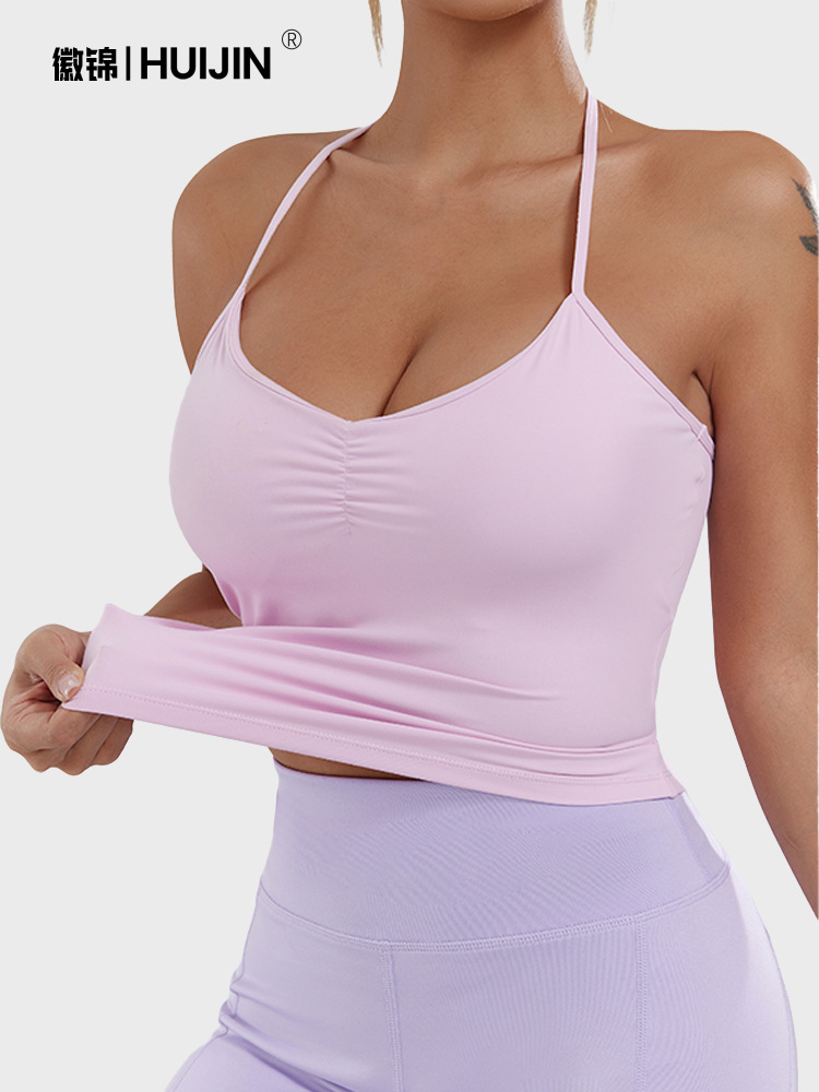 DF transfronterizo cuello descubierto espalda deportivo chaleco de fitness lu ropa interior deportivo bra de belleza espalda bra en uno