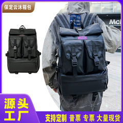 バックパックメンズハイエンド大容量カジュアルトラベルコンピュータバッグツーリングロールマウス防水バックパック大学生バッグ
