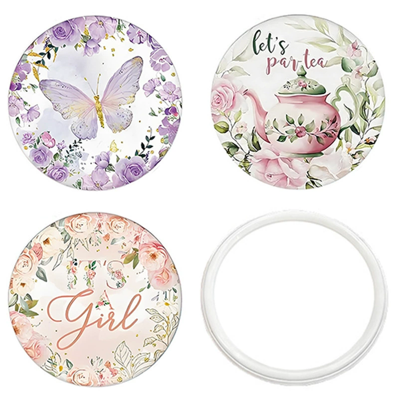 Креативные красивые цветные бабочки чайники цветы маленькие круглые зеркала для подарков карманные зеркала для путешествий портативные металлические зеркала для макияжа