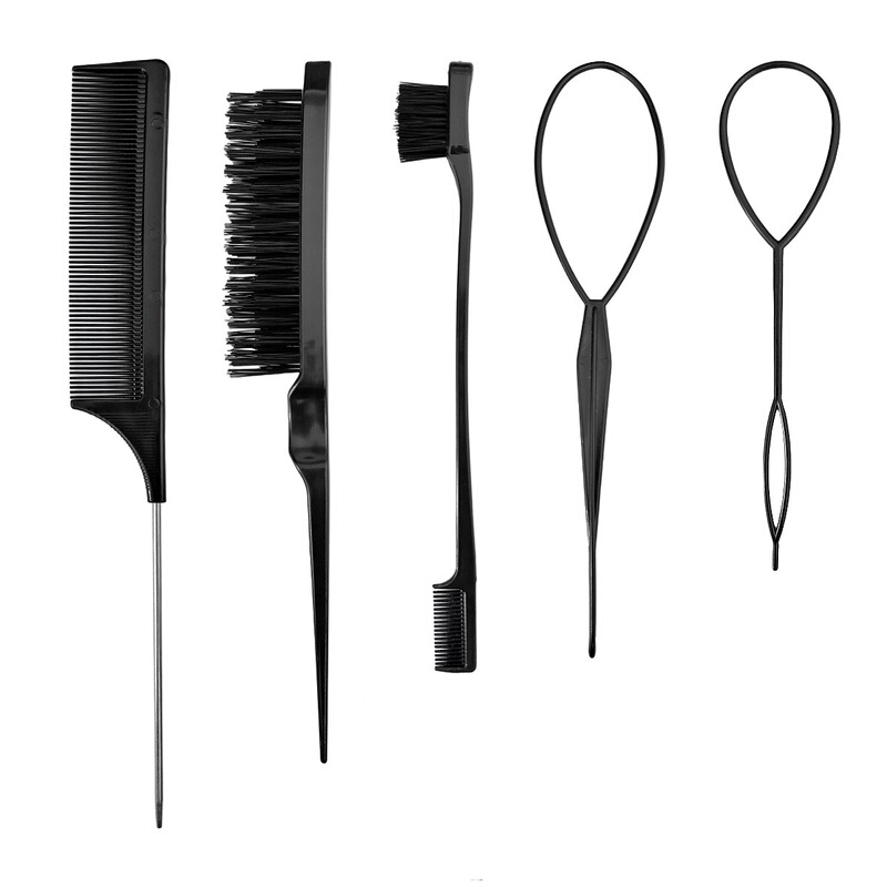 Cross-Border Popular Three-Row Teasing Comb, Hair Styling Tail Comb, Parting Comb, Eyebrow Brush, Hair Pulling Tool, Hairdressing Set, Hairdressing Tools