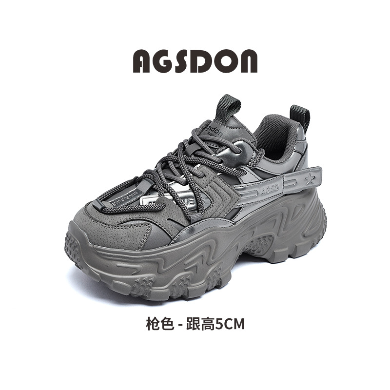 Zapatos Deportivos de Suela Gruesa Estilo Papá para Mujer, Estilo Universitario, Primavera 2026, Color Blanco, Casuales para Correr.