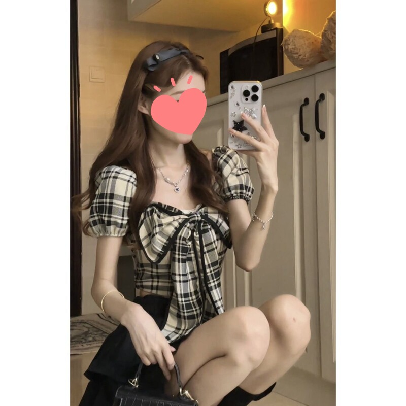 2025年夏服、ファッショナブルなホットガールのリボンシャツ、ネットセレブのストリートスタイルの小さな女性用ショートスカートスーツの完全なセット|undefined