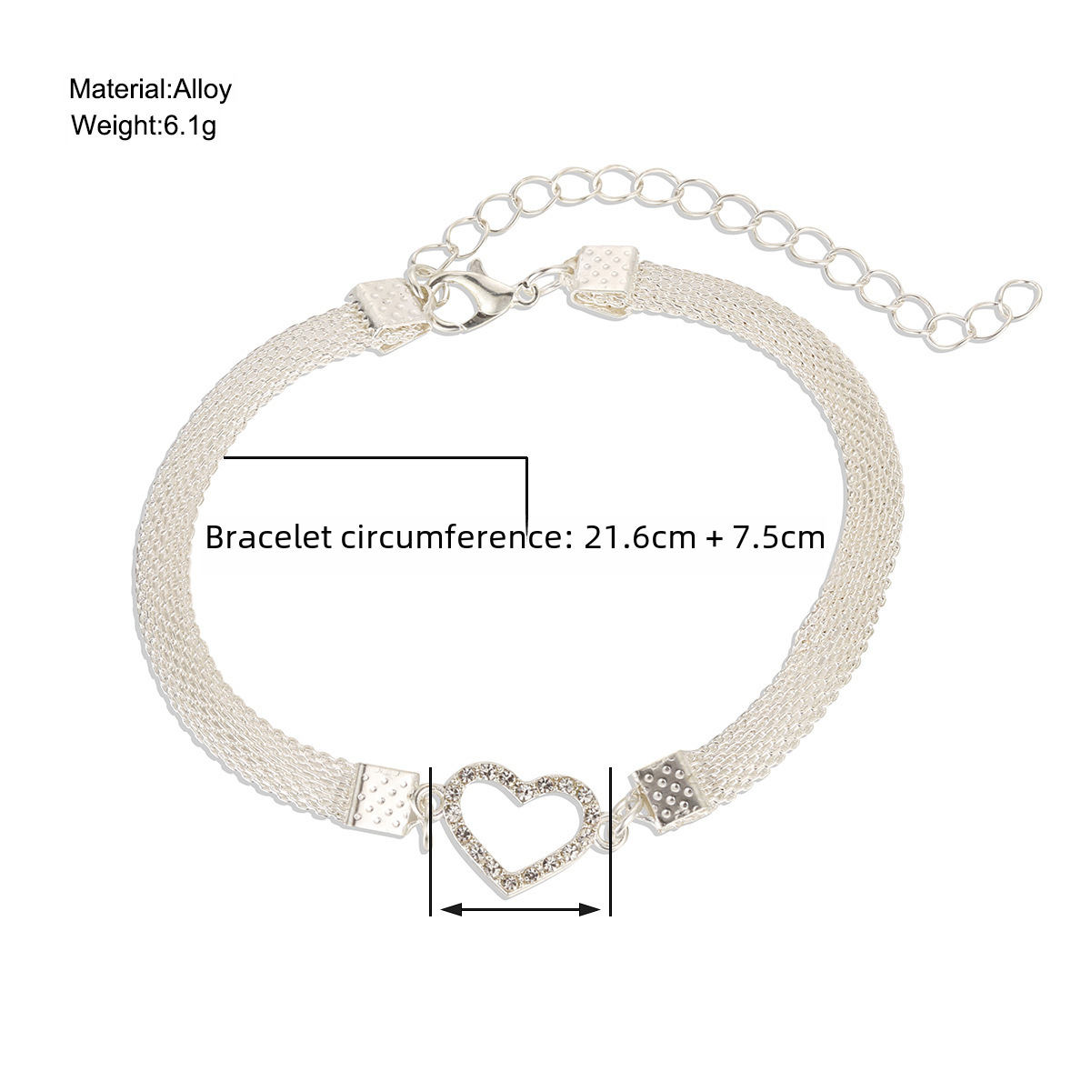 nuovo braccialetto di alta qualità chic farfalla cuore pesca moda nicchia temperamento braccialetto argento diamante_voghion.com