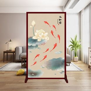 Factory Direct Sales 2025 New New Chinese Style Entrance Hall Fabric Landscape Seat Screen Entrance Partition Office Home Living Room