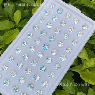 Super beautiful gradient eight side holding flower cut zircon sugar heart gradient coating burst flash earrings nail nail art small red book explosions