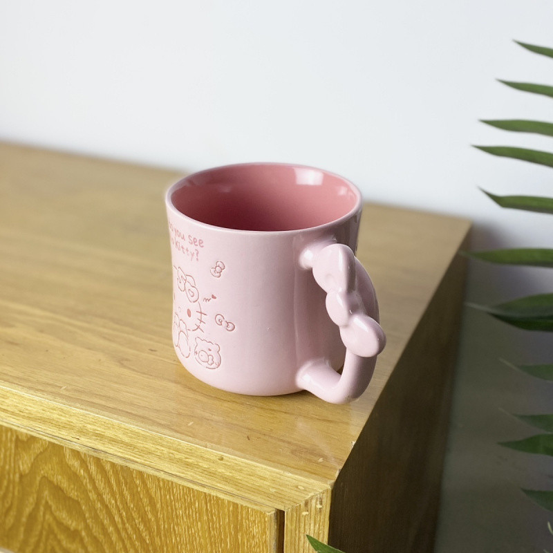 Cute taza de marca kt esmaltada taza de cerámica de color de dibujos animados taza de agua de oficina de niñas dormitorio taza de agua