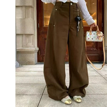 【2025爆款】番茄妹妹弯刀设计感慵懒宽松百搭工装裤拖地阔腿裤女