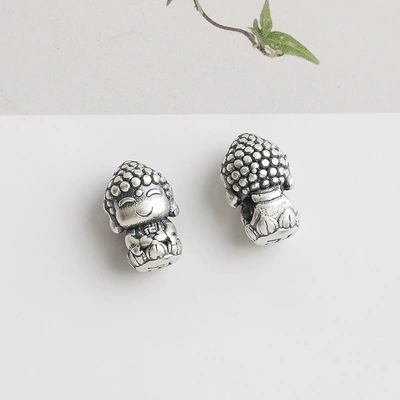 beaded 3D hard silver bracelet — Zərgərlik ara hissələri - amitabha-dog-and-pig-pure-silver-999piece