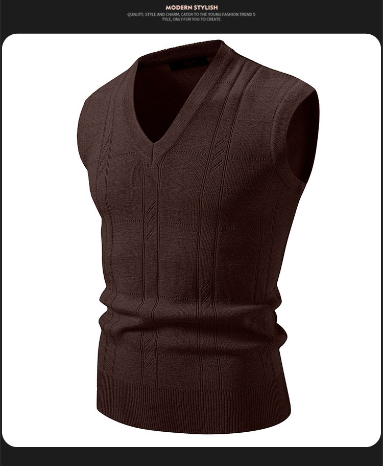 Herren-Strickweste – Schmal geschnittene V-Ausschnitt-Strickweste mit Jacquardmuster für elegante Freizeitkleidung_voghion.com
