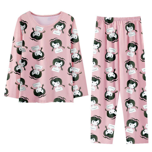 Direct Selling Spring and Autumn Slim Fit Long Sleeve Sleepwear for Women Casual Round Neck Cute Cartoon Lady Homecoming Set for Autumn and Winter