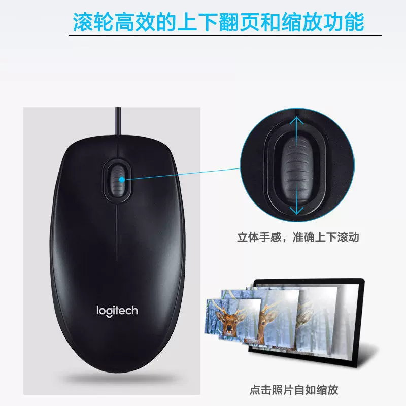 Подходит для проводной мыши Logitech B100 дома USB офис игровые периферийные устройства, подключаются к ноутбукам универсальные