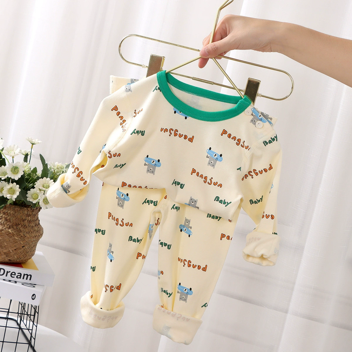 Children's Thermal Cotton Pajama Set, Unisex for Kids & Teens, Multiple Prints, Heights 65–155 cm