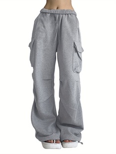 2025 Cross-Border New European and American Durable Women's High-Waisted Loose Solid Color Pants Cross-Border Dropshipping