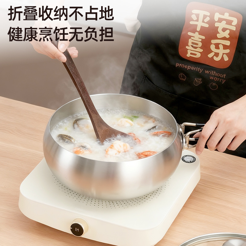 1810 olla de acero inoxidable al aire libre olla plegable camping picnic espesado 0 recubrimiento de gran capacidad no pegajosa olla de cocina