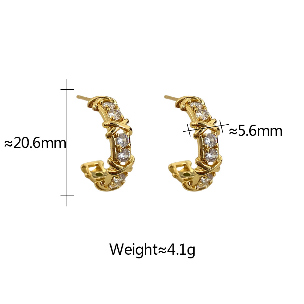 1 Pair Elegant Streetwear Geometric Plating Inlay Copper Zircon Earrings display picture 1