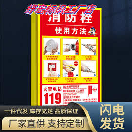 消防栓贴纸消防标识标牌消火栓使用方法贴纸消防栓柜门使用说明贴
