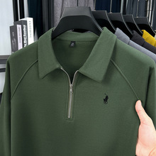 新款时尚翻领T恤2025年中青年男士上衣自带斜纹视觉