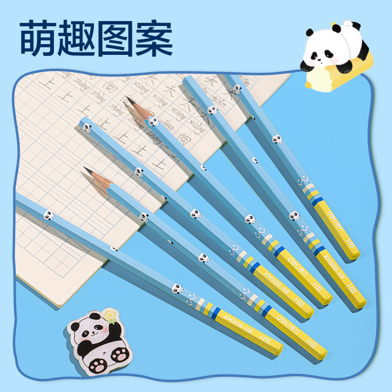 Délix XM909 - 2B / HB tema panda lápiz hexagonal para estudiantes de escritura de entrenamiento de dibujo 30 piezas / barril