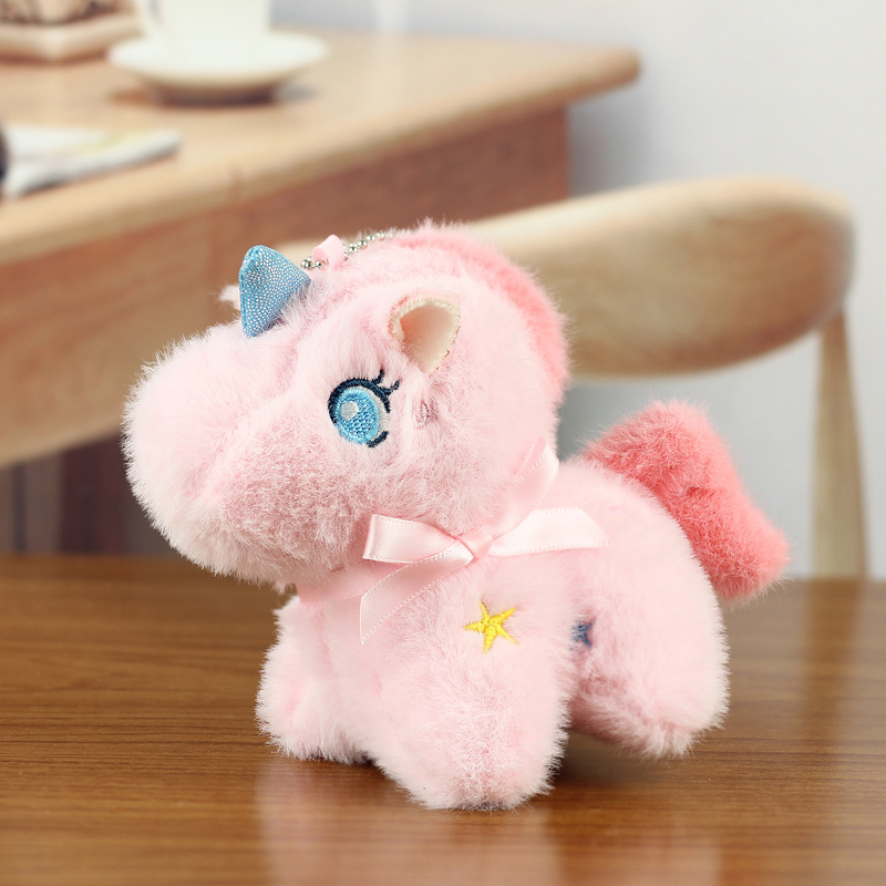 Lindo colgante de unicornio juguete de peluche bolso de muñeca colgante muñeca llavero máquina de agarre de boda muñeca pequeña