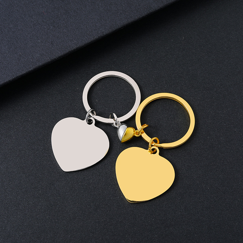 Modern Style, Classic Style Style Modern Style Classic Style Customization Laser Engraving Heart Shape 201 Stainless Steel Plating Unisex Bag Pendant Keychain