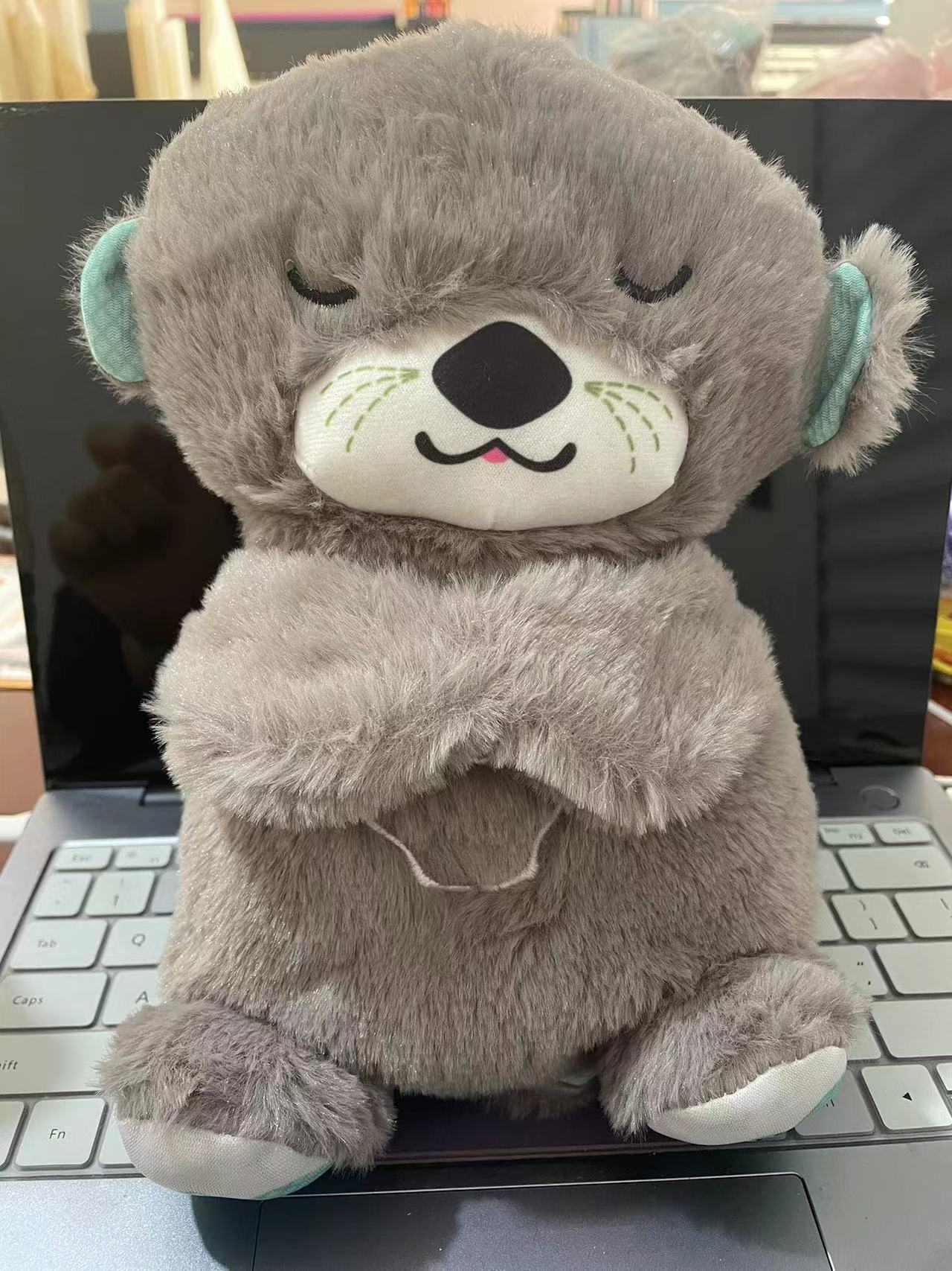 Transfronterizo popular respiración oso luminoso juguete iluminación voz calmante oso sueño oso bebé dormir música muñeca