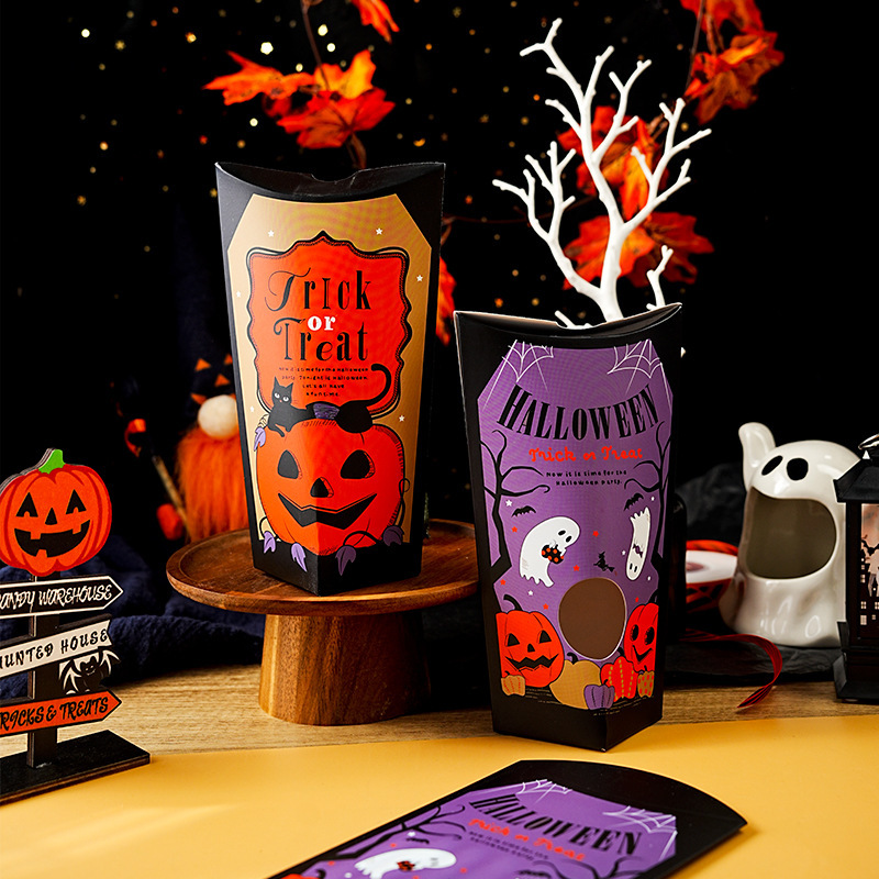 2023年跨境新款南瓜幽灵糖果盒 儿童零食派对讨糖纸盒子 烘焙包装