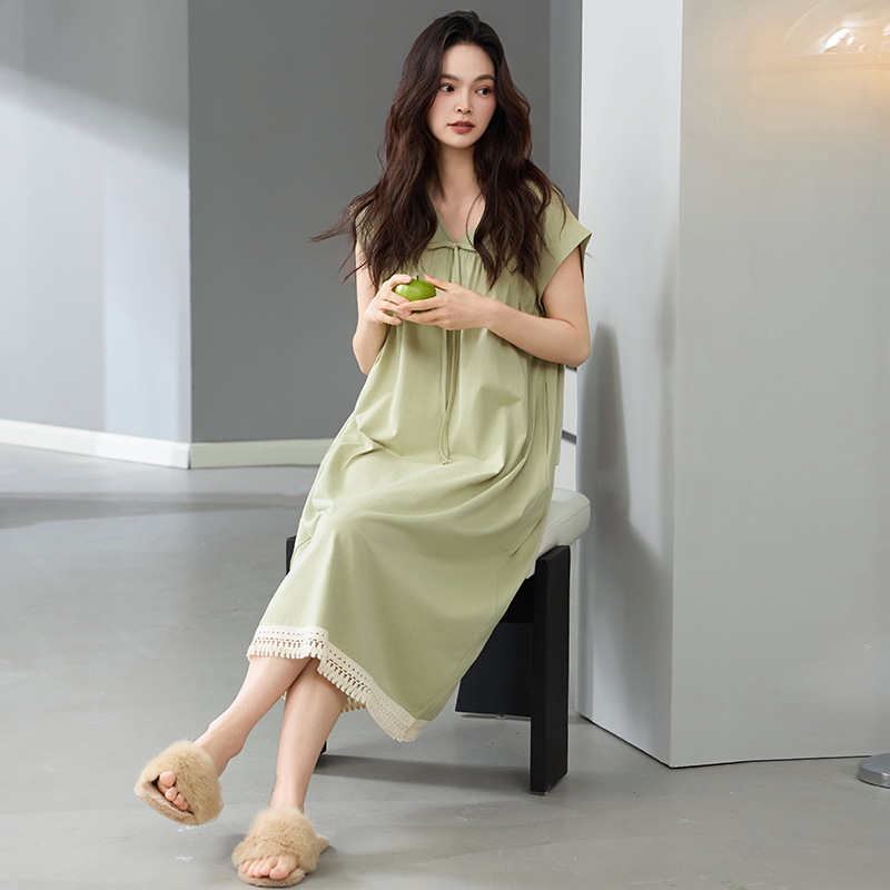 Pijama de algodón para mujeres verano 2025 nuevo tipo delgado sin mangas pijama de hombro para mujeres embarazadas suelta vestido grande