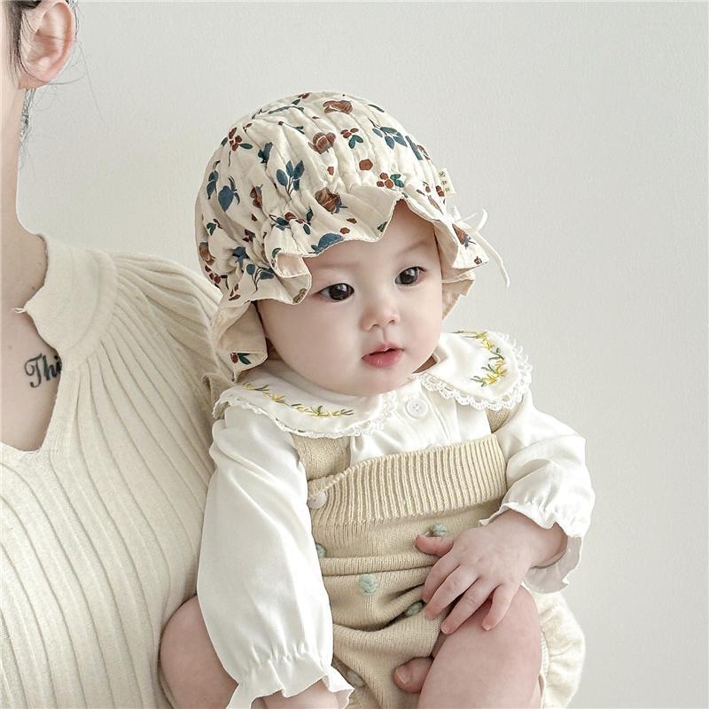 Sombrero para bebés primavera y otoño delgado estilo coreano de estilo extranjero sombrero de pescador bebé sombrero sombrero de sol recién nacido lindas flores marea