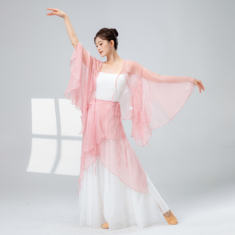 女性用クラシックダンス服、新しいゆったりとした妖精のようなエレガントなアウターシェード、中国風のステージ服、パフォーマンスモダンダンス服|undefined