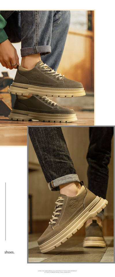 Giày bốt Martin nam cổ cao da thật, gót thấp 1-3 cm, chống trơn trượt — L12 màu kaki, L12 màu đen chi tiết 17
