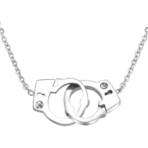 European and American ins titanium steel simple fashion handcuffs necklace set interlocking stainless steel couple bracelet gift for women