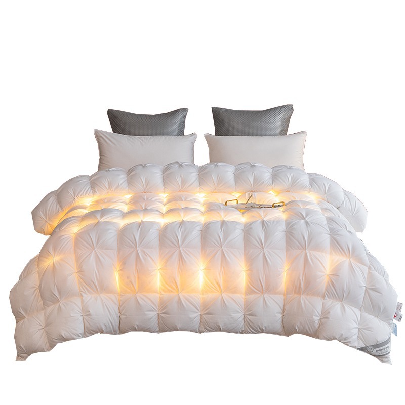 綿100%の羽毛布団、95%の白いガチョウの羽毛を使用した冬用布団、春秋用布団、厚手で暖かいダブルサイズの布団、五つ星ホテル基準