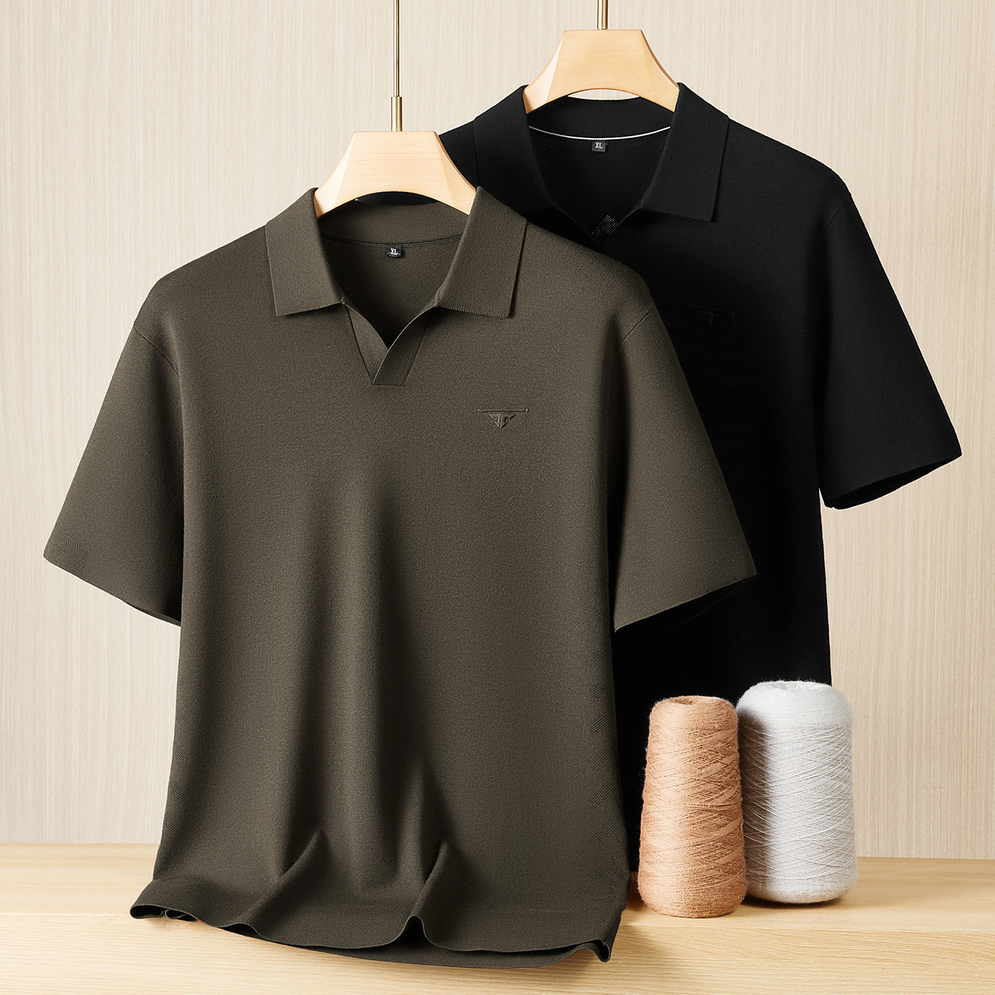 胖胖帅2025秋季新款男士加肥加大码时尚休闲翻领短袖毛衣针织T恤