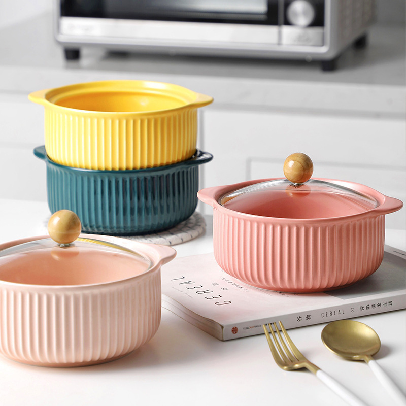 オーダーメイドの陶磁器のカップラーメンを加工して、家庭用のラーメンの碗の両耳のスープの碗の単一の学生の寮の茶碗の食器を持ちます。|undefined