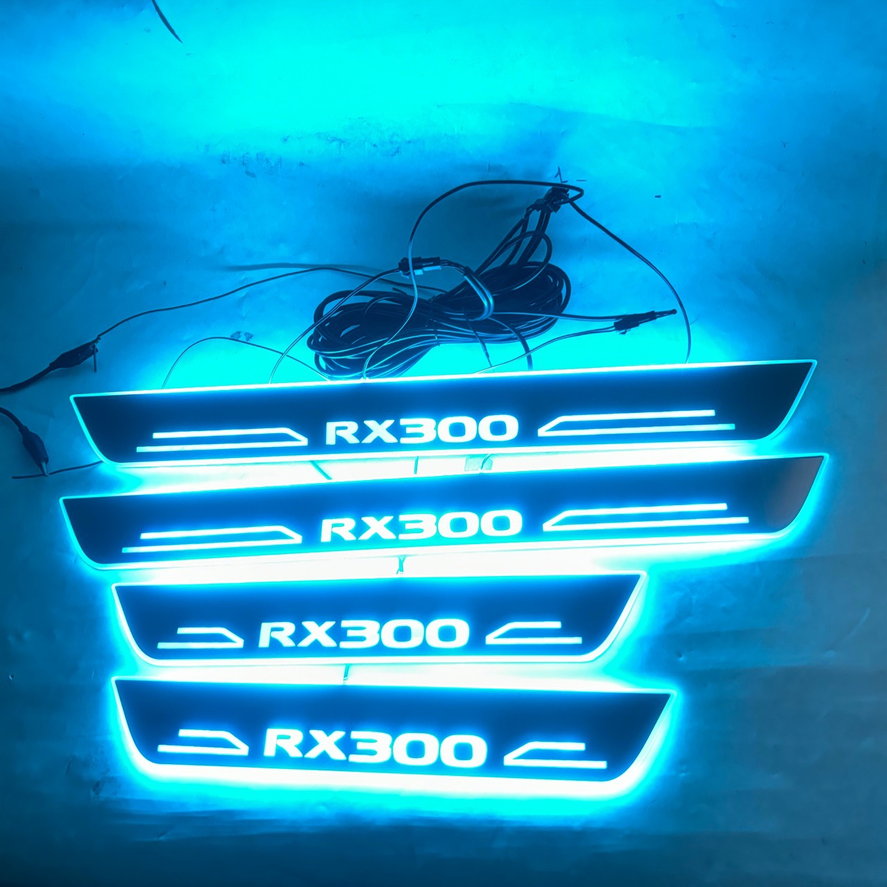 4片适用于雷克萨斯RX300流光幻彩门槛条 凌志带LED灯迎宾踏板