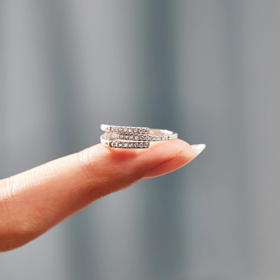 Fashion Solid Color Copper Plating Inlay Zircon Open Ring 1 Piece