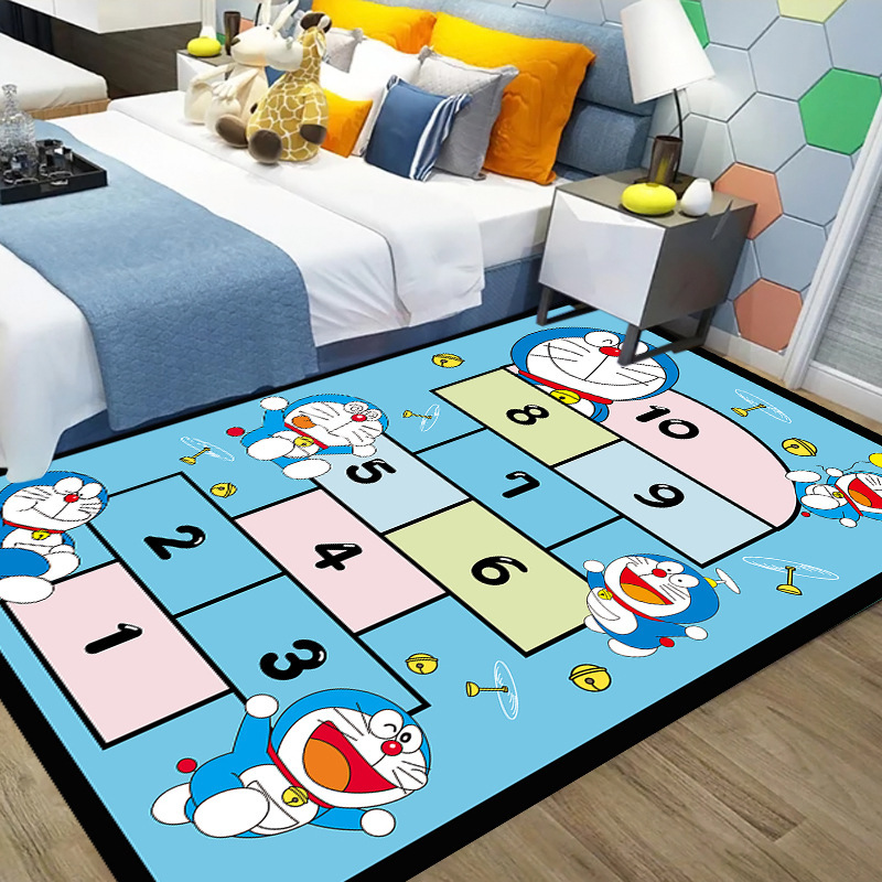 Cross-border distribution children's bedroom bedside cartoon digital hopscotch children's floor mat living room full of crystal velvet carpet