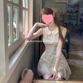 法式娃娃领碎花裙2026夏季新款无袖收腰显瘦气质超好看温柔风减龄