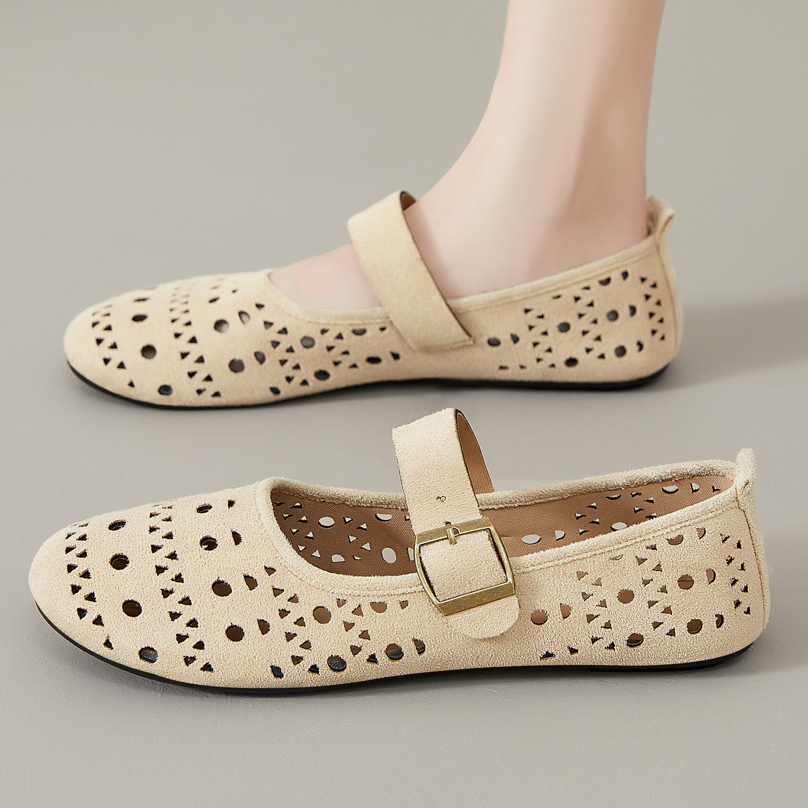Zapatos de mujer zapatos de verano nuevos zapatos huecos zapatos grandes zapatos de estilo ballet zapatos ligeros zapatos de moda transpirables