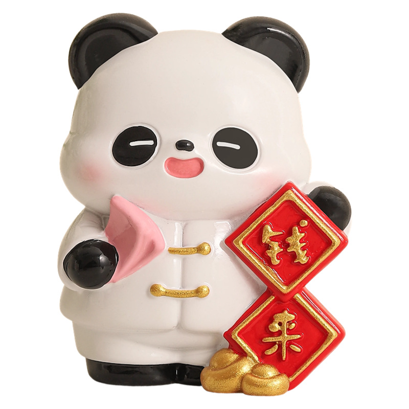高級感小衆パンダ樹脂置物かわいいオフィスデスクトップ装飾癒しストレス解消女子プレゼント