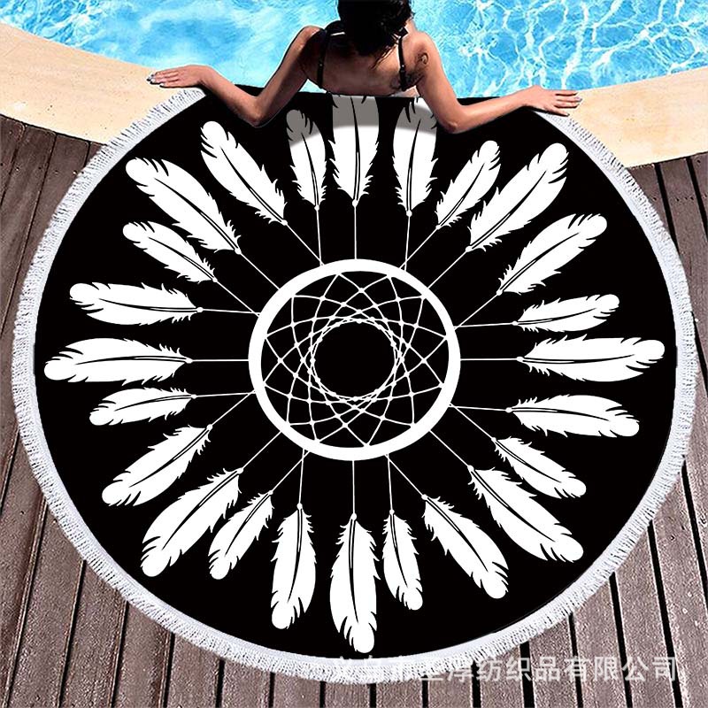 European and American beach towel microfiber round tassel beach towel beach towel round tassel beach towel beach towel