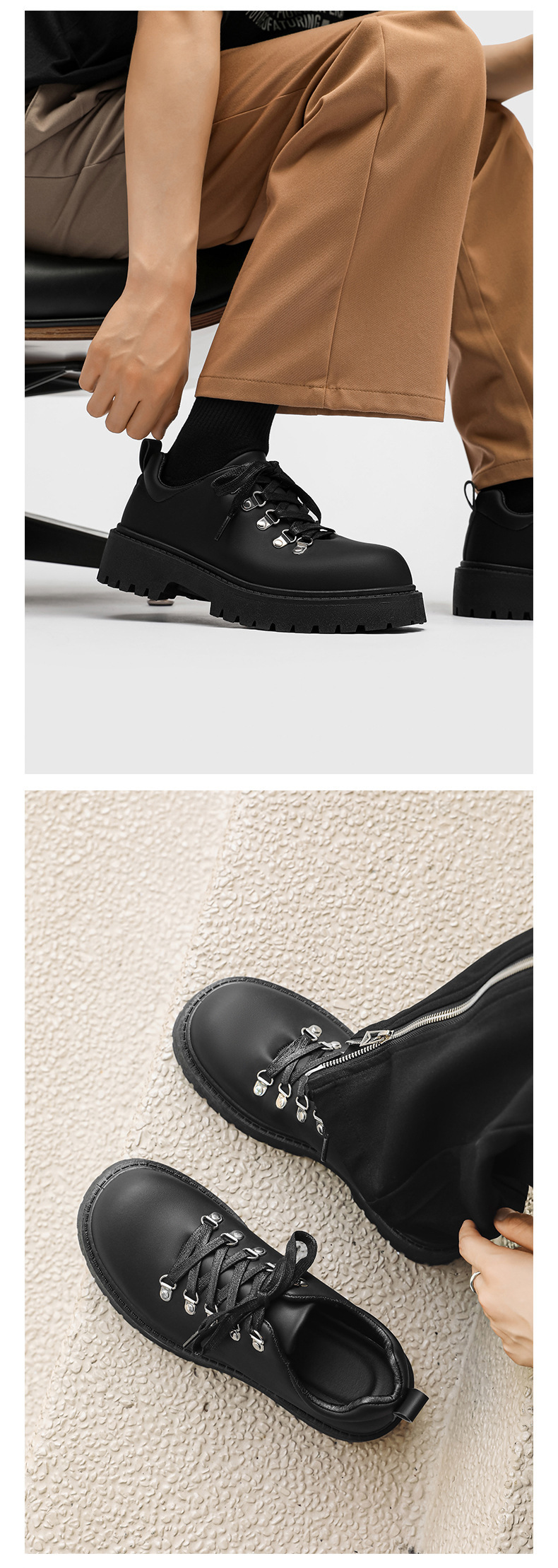 ShoeVault Autunno Nuovo di Nicchia Suola Spessa Pelle Opaca Per Uomo Punta Rotonda Derby Aumento Altezza Stile Britannico Lavoro Trendy Uomo_voghion.com