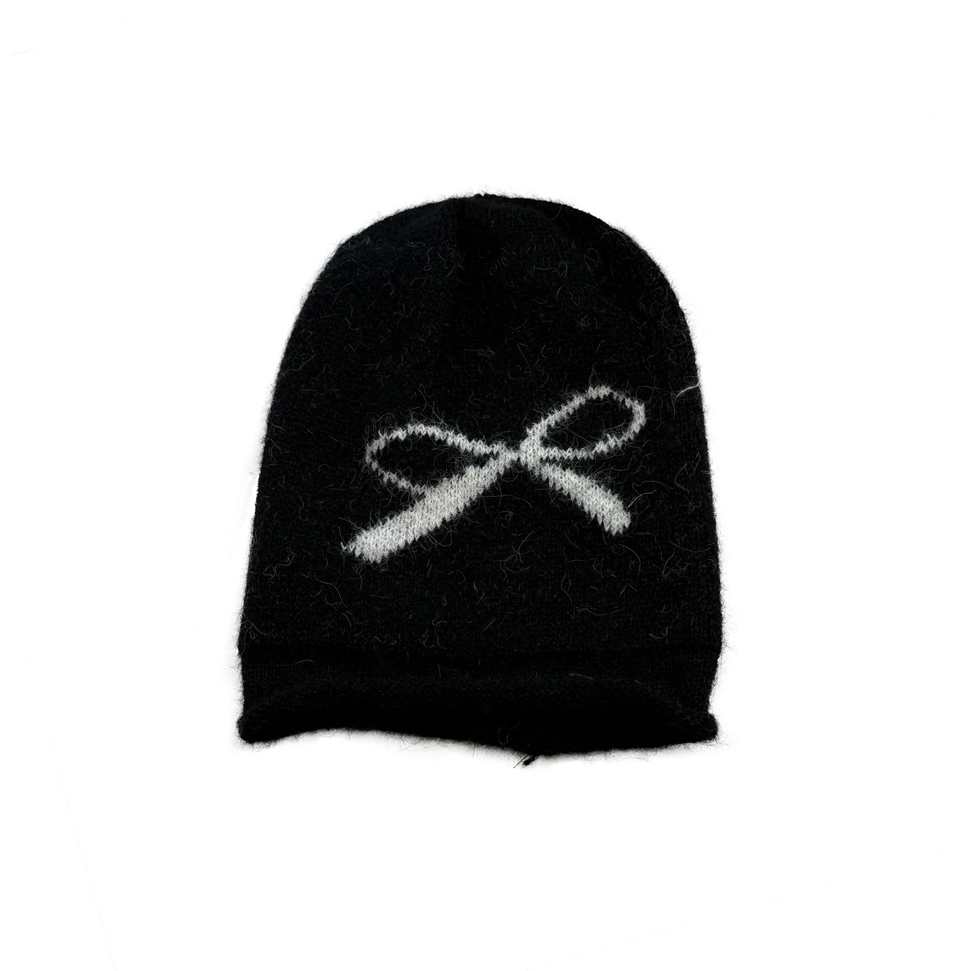 Herbst-Winter-Mütze mit Schleife im koreanischen Stil, schlicht, figurschmeichelnd, aus Wolle gestrickt, für Damen mit großem Kopfumfang, ideal für Outdoor-Aktivitäten_voghion.com