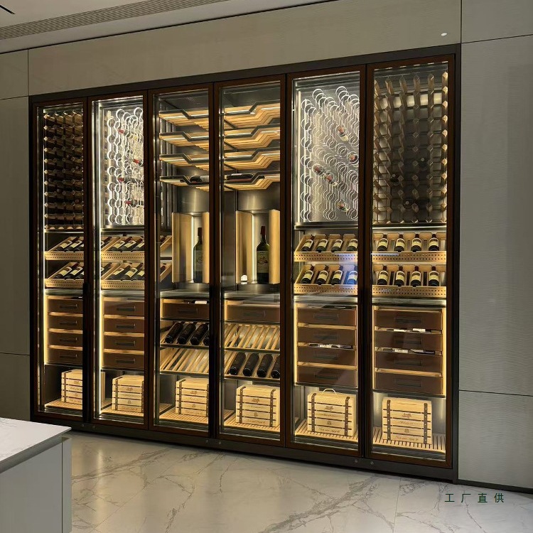 Energy-Saving Popular Living Room Constant Temperature and Humidity Cigar Cabinet Room Villa Red Wine White Wine Tea Display Cabinet Customization