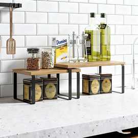 木质桌面置物架厨房台面调味品香料架铁艺木可扩展咖啡胶囊收纳架