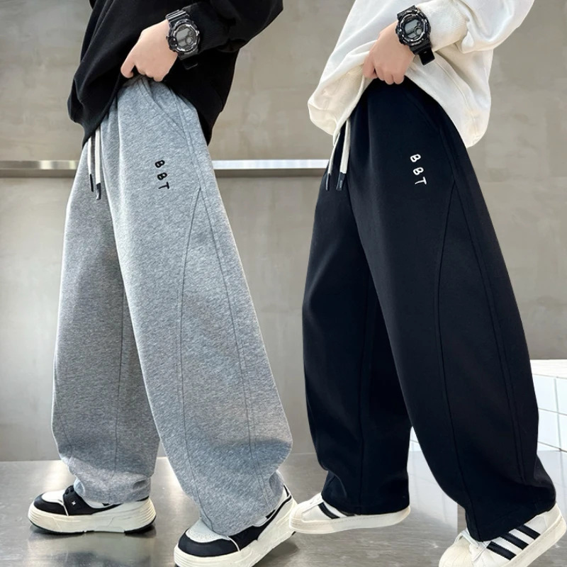 Pantalones deportivos para niños 2025, ropa de otoño de moda, pantalones de cimeta, pantalones de primavera para niños, pantalones largos sueltos casuales